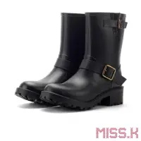 在飛比找momo購物網優惠-【MISS.K】龐克經典款時尚防滑耐磨機車靴 個性雨靴(黑)