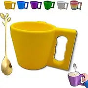 Ice Cream Pint Holder, Reusable 3D Printed Ice Cream Pints Cozy with Spoon Antifreeze Handle, Leak Proof Insulated Popsicle Sleeve, for Ice Cream, Yogurt, Lightweight & Portable (Yellow)