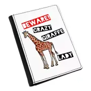 Beware Crazy Giraffe Lady Passport Holder Cover Case Wallet - Funny Animal