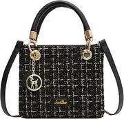 [Qiayime] Women Small Shoulder Bag Clutch Fashion PU Leather Chain Tweed Crossbody Tote Bag Underarm Bags Satchel Purse Handbag