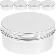 Alipis Aluminum Tin Jars 5pcs Refillable Containers 100ml Cosmetic Tin Aluminum Screw Lid Round Pot Tin Container Bottle for Cosmetic,Lip Balm, Cream