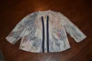 E22- NWT Chico's Watercolor Print Texture 3/4 Length Sleeve Jacket Size 2