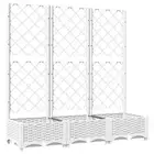 Garden Planter Wooden Raised Bed Grow Pot Box Trellis White 120x40x121.5cm