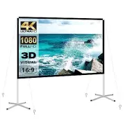 Projector Screen and Stand 100 Inch Portable Outdoor Projection Screen 16:9 4...