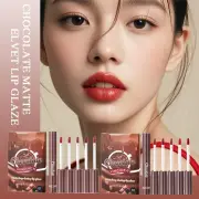 5pcs/Set Chocolate Matte Velvet Lip Glaze Lip Gloss Makeup Up Lip Set W1V5 M6W7