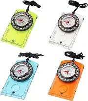Haoledy Pack of 4 Compass Outdoor Children, Mini Compass Pendant with Engraving Key Ring, Portable Children's Compass Marching Compass for Trekking, Camping, Hiking, Cycling, Outdoor Adventures