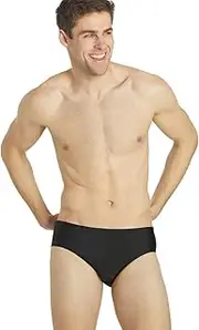 [Sporti] Iswim Essential Solid Brief Swimsuit Men’ Competitive Swimwear, Drawstring Waist, UPF 50+, Chlorine Resistant, 2-Way Stretch