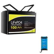 12V 100Ah Lithium Battery + Victron Blue Smart LiFePO4 Charger