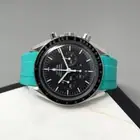 20mm aqua Teal Blue rubber Strap Band Omega Seamaster Speedmaster Aqua Terra