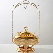 8Qt Gold Chafing Dish Buffet Set, Luxury Buffet Server Hanging Lid Dining Stove Set with Lid and Lid Hook, Round Chafing Buffet Server and Warmer for Party, Buffet, Weddings, Catering Event~