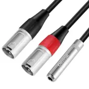 1/4 inch Female to Dual XLR Breakout Cable, 6.35mm TRS to 2 XLR Male Audio Co...