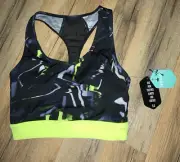 LulaRoe Rise Invincible XS Black /Neon Sport bra Racerback Removable Pads NWT