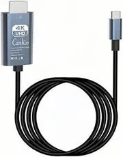 USB C to HDMI Cable (4K@30Hz) 4K*2K（3840 * 2160） 6.6FT, Type C to HDMI Adapter for Home Office Compatible with iPhone 15 Pro Max Plus, MacBook Pro Air iPad Pro,Steam Deck、Huawei Black,1Pack