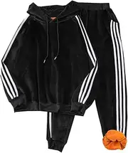 [Snoly] Womens Winter Warm 2 Piece Velour Sweatsuits Tracksuit Pullover Hoodie & Sweatpants Jogging Suits Outfits