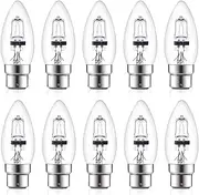 Luxvista 10-Pack BC B22 Halogen Candle Bulbs Bayonet 42W, C35 B22 Bayonet Cap Dimmable Candle Light Bulb, Warm White 2700K, Classic Clear Glass Light Bulb for Chandeliers, Ceiling Fixture