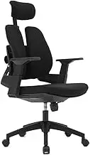 Lumbar Support Headrest Ergonomic Fabric Mid-Back Task Chair Office Chairs High Back, Rolling Desk Chaires with Adjustable Armrest(Black)