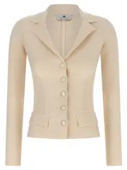 [Elisabetta Franchi] Elisabetta Franchi-Fabric-Stitch Wool Blazer Blazers Bianco-Donna 42IT