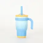 Blue 14oz Insulated Tumbler with Handle & Straw - 304 Stainless Steel Car Cu