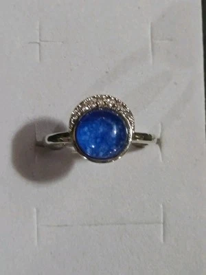 RBP 3352 Starlit Skies Genuine Lapis Quartz Rhodium Plated Size 10 Ring