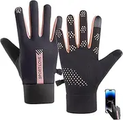 [Wedhapy] Winter Gloves Biking Gloves 1 Pair Touchscreen Thermal Gloves Non-Slip Waterproof Gloves Windproof Stylish Fleece-Lined Winter Gloves for Sports