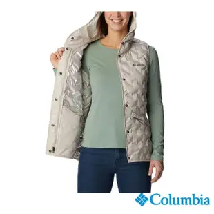 【Columbia 哥倫比亞 官方旗艦】女款-Delta RidgeOmni-Heat鋁點保暖650羽絨連帽背心-卡其(UWR17270KI/HF)