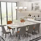 Contemporary Extendable Dining Table Metal Frame with Rails for Family Gathering