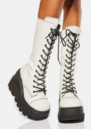 [Demonia] White Shaker-72 Platform Boots