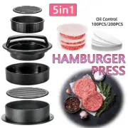 5 In1 Hamburger Press Patties Mould Non-stick Burger Patty Makers Kitchen Tools