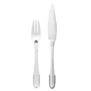 Georg Jensen Sterling Silver Flatware 12 pcs. Fish Set - Beaded / Kugle - NEW