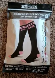 SB SOX Compression Socks (20-30mmHg) Black-Pink, Size XL. NEW. Free Ship.