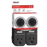 Arlec PC726BK-2PK Double Pole Switch & Slim Design Fits 24 Hour Mechanical Timer