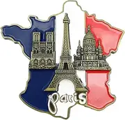 Fridge Magnet Sticker | Country Map Magnet | French Landmark Refrigerator Decor for Whiteboard, Locker, Or Metal Door | Hand-Painted Resin Souvenir, 6x9cm, Travel Gift Collectible