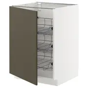 METOD base cabinet with wire baskets, white/Havstorp brown-beige, 60x60x80 cm