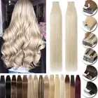 Premium Tape in Hair Extensions Invisible Skin Wefts Remy Human Hair Full Head H