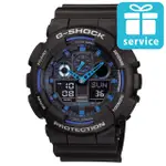 【CASIO】G-SHOCK 3D立體重型機械防滑紋路雙顯錶(GA-100-1A2)