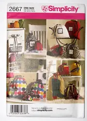 Simplicity Pattern New In Package 2667 Organizer Bag Storeage Sew Craft Create