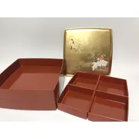 在飛比找蝦皮購物優惠-日本山中漆器~金箔雙層盒 金箔漆盒~金色方形小物箱餅乾糖果(
