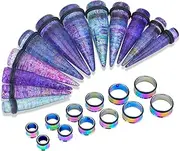 [LBZ4ZUONISP] 24PC Ear Gauge Stretching Kit Acrylic Tapers and Surgical Steel Tunnels Plugs 00G-20MM Gauge Stretching Kit