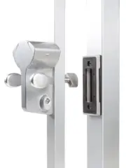 Locinox Dual Sided Mechanical Slide Gate Lock Self Latching Bolt SILVER Finish