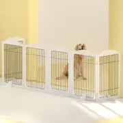 Dog Playpen Enclosure 6 Panel Puppy Pet Fence Wooden Play Pen Gate Indoor