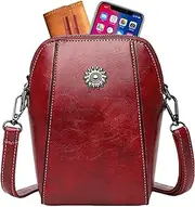[Generisch] Vertical Phone Bag - All Match Leather Mobile Bag | Small Shoulder Bag with Adjustable Strap, Card Slots and Zip for Cash, Keys, Passport, Ideal for Work