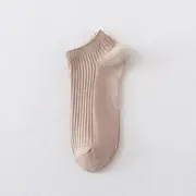 Plain Ribbed Short Socks Light Coffee - One Size