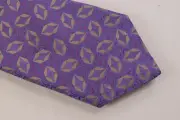 Canali NWT Neck Tie In Light Purple With Tan & Purple Geometric Design 100% Silk