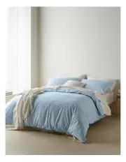 [Vue] Darcy Textured Cotton Quilt Cover Set in Arctic Blue