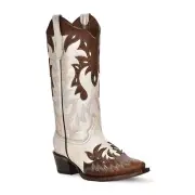 Circle G by Corral Ladies Pearl & Cognac Overlay Snip Toe Boots L6032