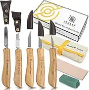Schaaf Deluxe Wood Carving Kit - Detail, Chip, Sloyd, and Spoon Carving Knives - Adult Crafts Whittling Set