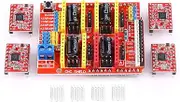 CNC Expansion Board, Akozon CNC Shield Expansion Board + 4Pcs A4988 Stepper Motor Driver With Heatsink for Engraver 3D Printer Kits Engraving Machine