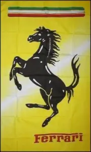 Ferrari Yellow Racing Car Flag Double Sided Banner 5x3ft Vertical Garage Cave