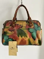 NWT Patricia Nash Skye Watercolor Butterfly Floral Coloe Italian Leather Satchel
