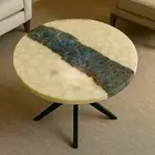 White Agate and Labradorite Coffee Table | Natural Stone | Luxury Handmade Slabs